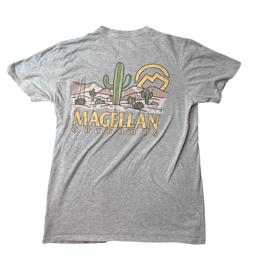 Magellan T Shirt Mens M Gray Outdoors Desert Cactus Graphic Short Sleeve Tee